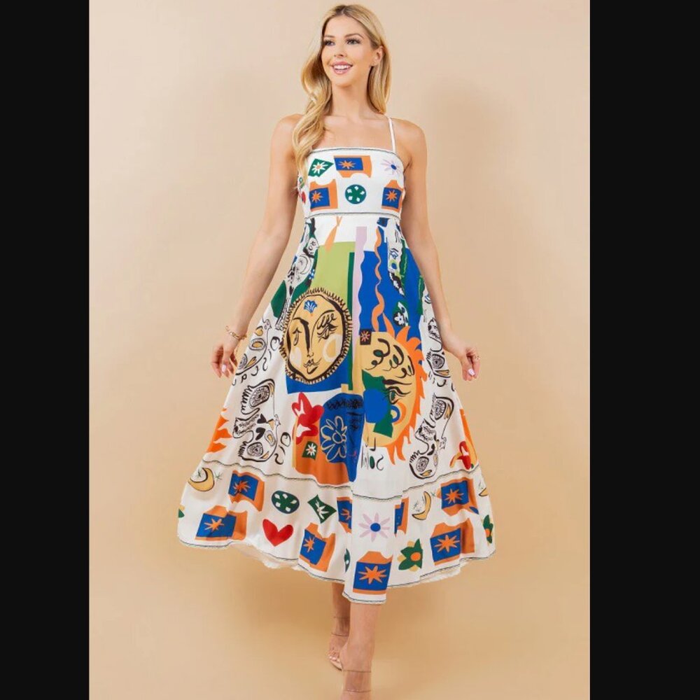 Pink Ripple Printed Dress